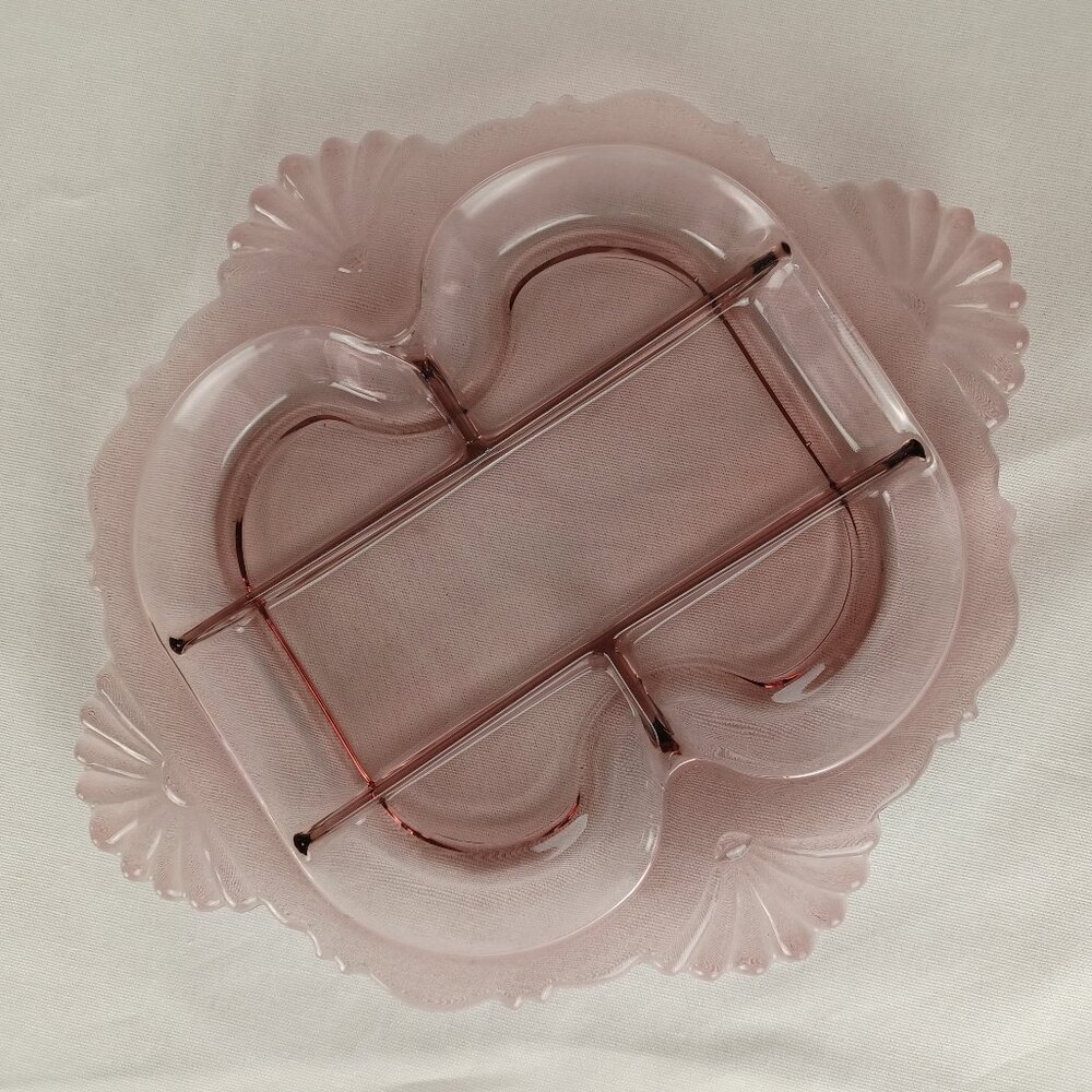 Vintage Depression Glass Tray, Pale Amethyst Purple, 11 x 12"